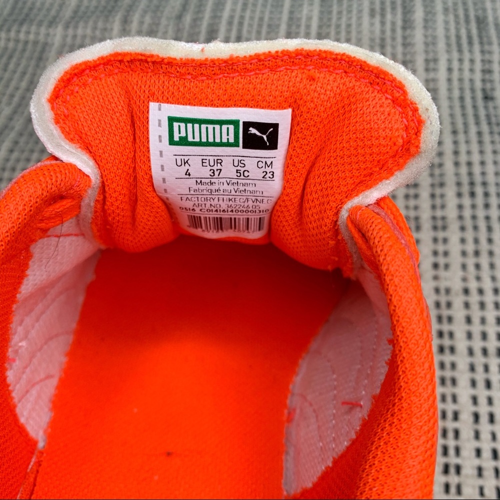 Limited Edition Puma Neon Coral Basket Sneakers - Picture 7 of 7